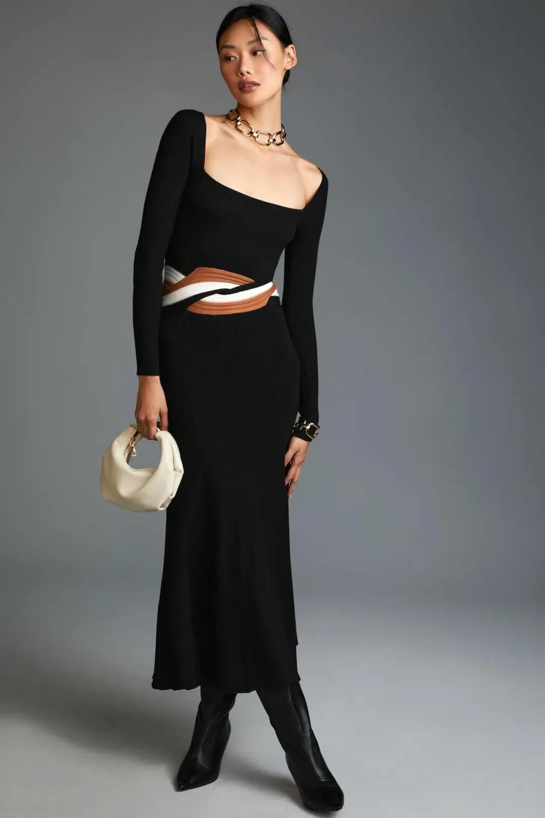 Sovere Inertia Knit Midi Dress Black Size 10 for rent on The Volte - main image