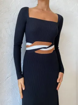 Sovere Inertia Knit Midi Dress Black Size 14 for rent on The Volte - image 3