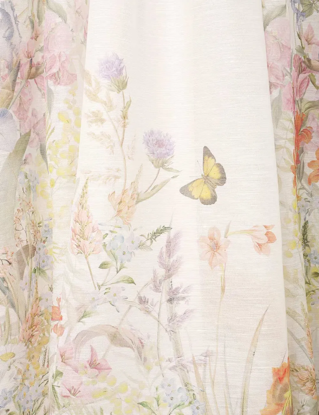 Zimmermann Natura Ruched Midi Dress in Ivory Wild Flowers Size 1 / 10 AUD for rent on The Volte - main image