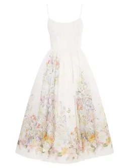 Zimmermann Natura Ruched Midi Dress in Ivory Wild Flowers Size 1 / 10 AUD for rent on The Volte - image 2