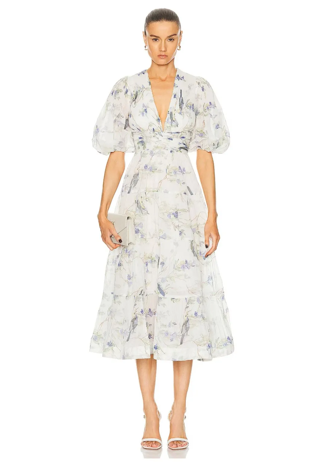 Zimmermann Pleated Midi Dress Blue Birds Size 3 / AU 14 for rent on The Volte - main image