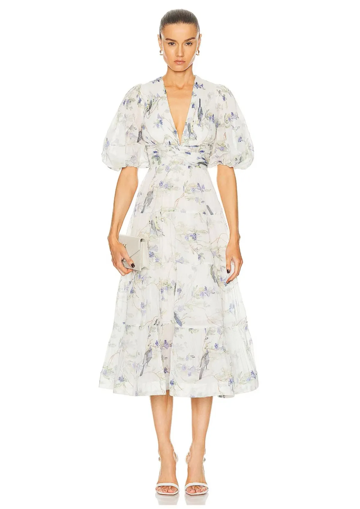 Zimmermann Pleated Midi Dress Blue Birds Size 3 / AU 14 for rent on The Volte - main image