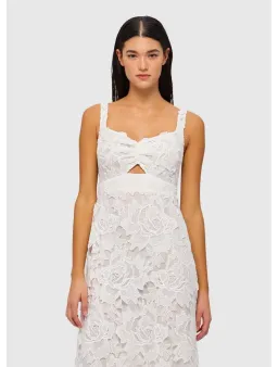 Leo Lin Iris Lace Ruched Bust Midi Dress White Size 8 for rent on The Volte - image 2