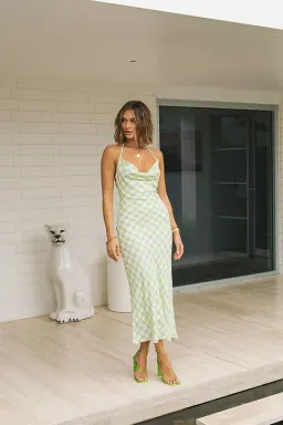 Isabelle Quinn Delilah Midi Dress Green Gingham Size 6 for rent on The Volte - image 3
