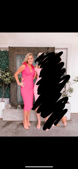 By Johnny V neck Bow Shoulder Dress Pink Size 8 for rent on The Volte - image 3