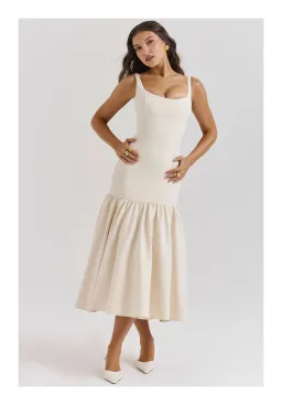 House Of CB Amore Vintage Cream Dropped Waist Midi Dress Cream Size XS / AU 6 for rent on The Volte - image 2