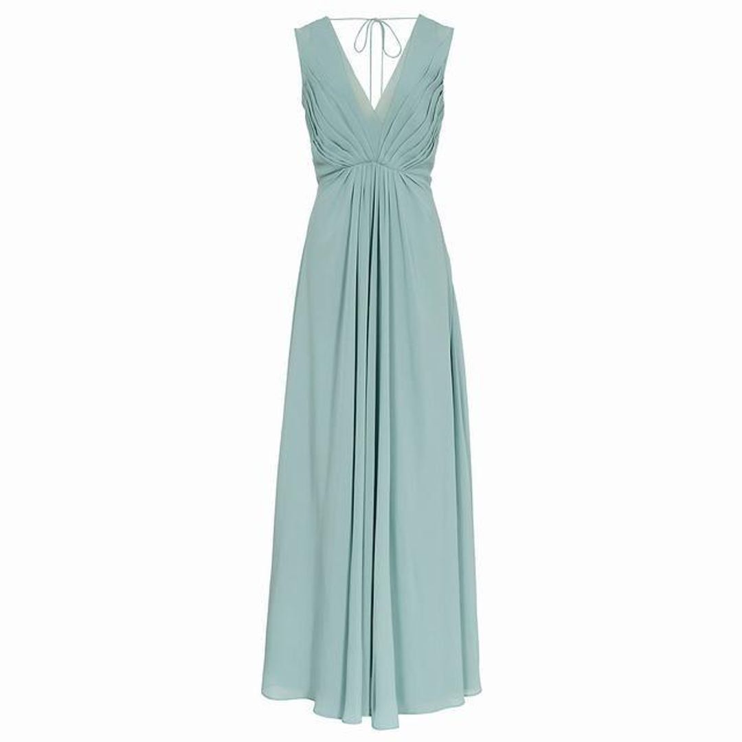 Reiss Evie dress blue maxi V neck low back for rent on The Volte - main image