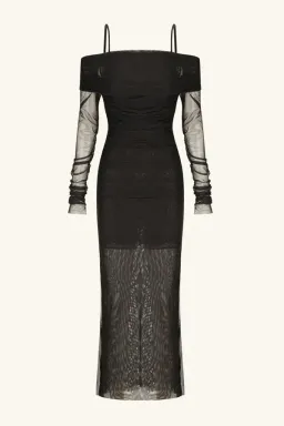 Shona Joy Mira Long Sleeve Off Shoulder Midi Dress Black Size 8 for rent on The Volte - image 3