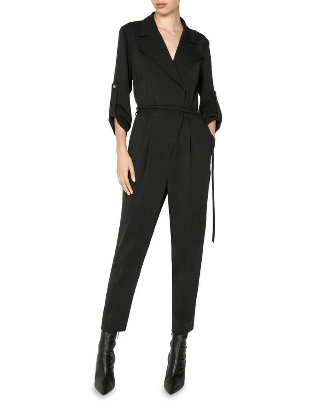 Cue Trench Tapered Jumpsuit Black Size 8 for rent on The Volte - main image