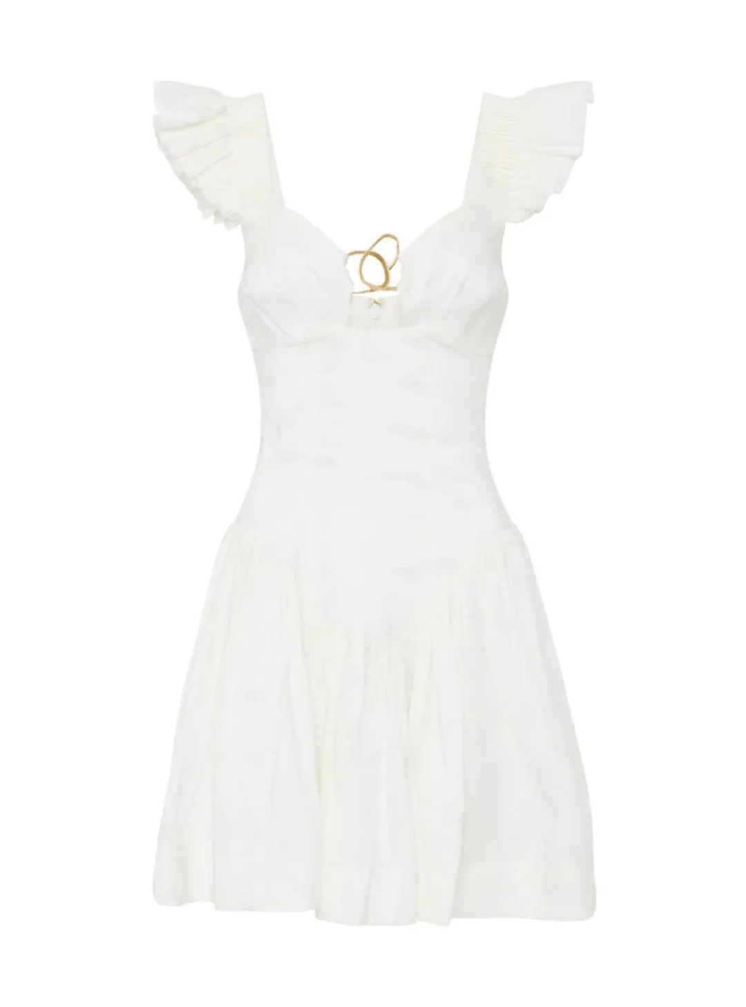 Aje Simone Frill Sleeve Dress Ivory Size AU 6 for rent on The Volte - main image