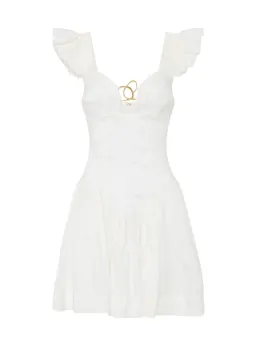 Aje Simone Frill Sleeve Dress Ivory Size AU 6 for rent on The Volte - image 4