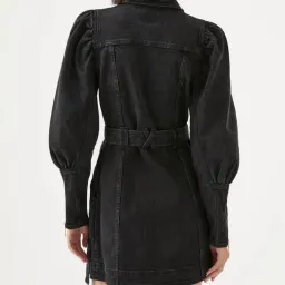 Aje Dione Denim Long Sleeve Dress Black Size 8  for rent on The Volte - image 3
