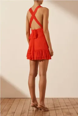 Shona Joy Leilani Plunged Tie Back Mini Dress Hibiscus Size 8 for rent on The Volte - image 3