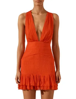 Shona Joy Leilani Plunged Tie Back Mini Dress Hibiscus Size 8 for rent on The Volte - image 2