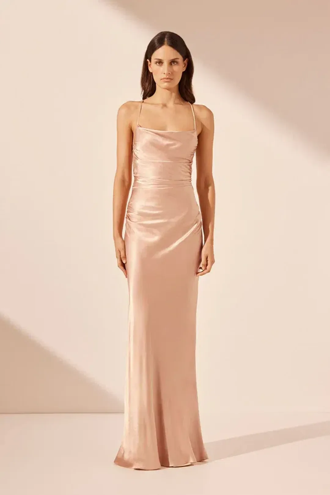 Shona Joy La Lune Lace Back Maxi Dress Desert Rose size 12  for rent on The Volte - main image