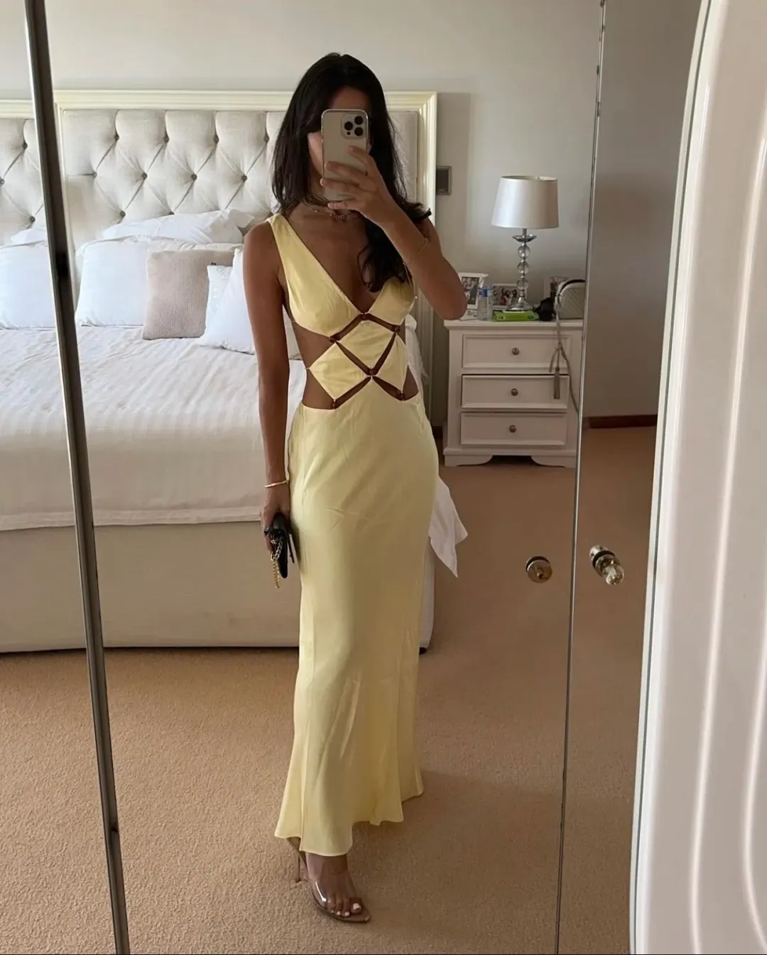 Bec & Bridge Agathe Diamond Dress Butter Yellow Size 8 for rent on The Volte - main image