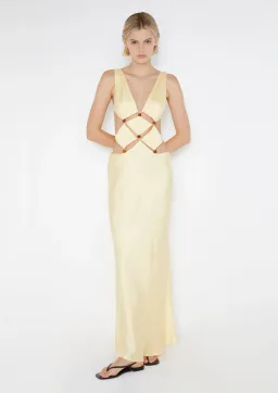 Bec & Bridge Agathe Diamond Dress Butter Yellow Size 8 for rent on The Volte - image 1