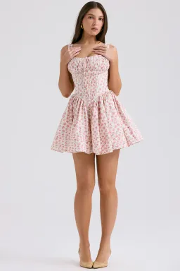 House of CB Natassia Cotton Mini Dress White Rosebud Print Size 8 for rent on The Volte - image 6