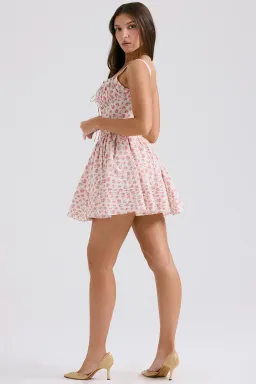 House of CB Natassia Cotton Mini Dress White Rosebud Print Size 8 for rent on The Volte - image 9
