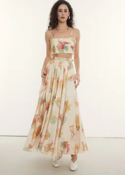 ROOH Collective Summer Crop and Maxi Skirt Set in La Mer Print Size S / AU 8 for rent on The Volte - image 1