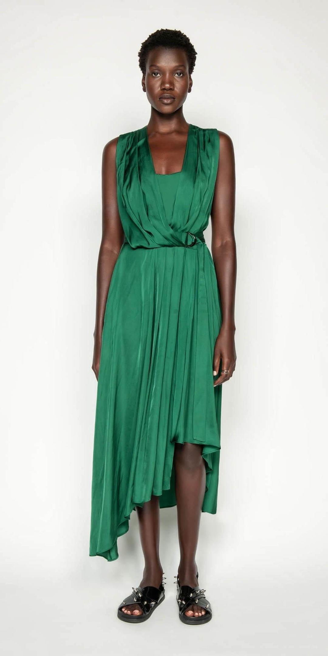 Cue Emerald Viscose Satin Dress Size 8 for rent on The Volte - main image