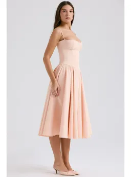 House Of CB Samaria Parfait Twill Corset Midi Dress Peach Size S / AU 8 for rent on The Volte - image 2