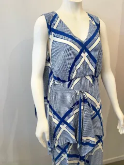 Sass & Bide The Flight Geometric Maxi Dress Blue/White Size AU 12 for rent on The Volte - image 11
