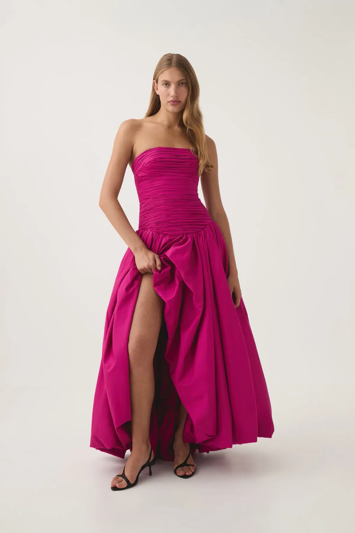 Aje Violette Bubble Hem Maxi Dress Deep Magenta Size 6 for rent on The Volte - main image