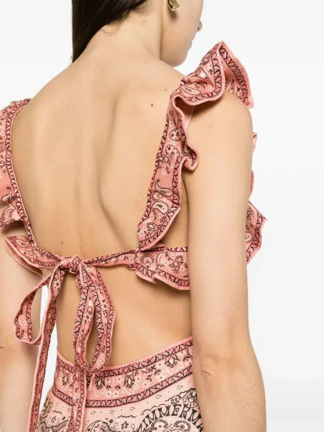 Zimmermann Matchmaker Frilled Midi Dress in Pink Bandana Size 2 / AU 12 for rent on The Volte - main image