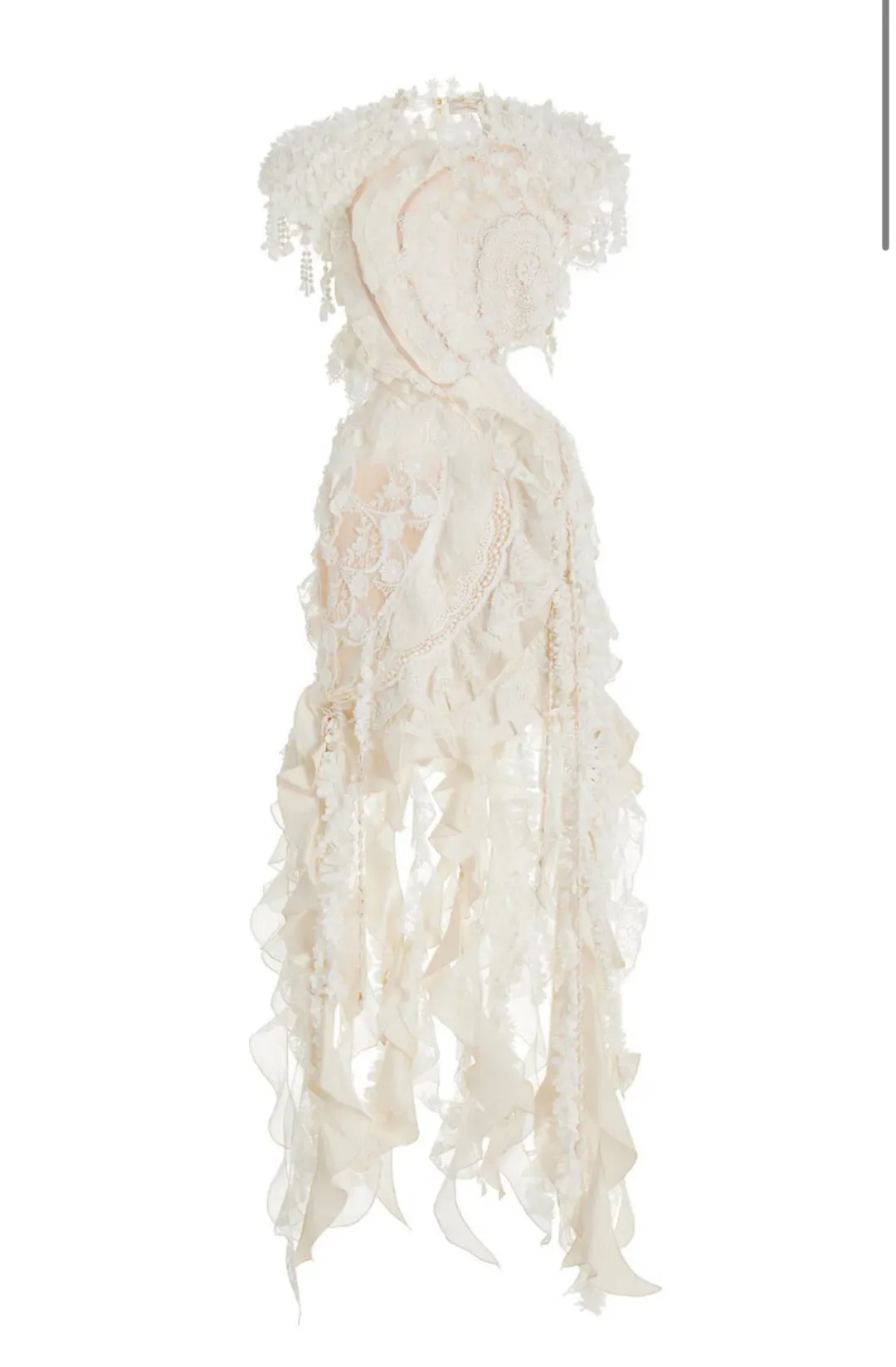 Zimmermann Wonderland Lace Frill Mini Dress Cream Size 0/ AU 8 for rent on The Volte - main image
