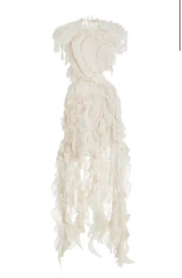  Zimmermann Wonderland Lace Frill Mini Dress Cream Size 0/ AU 8 for rent on The Volte - image 5