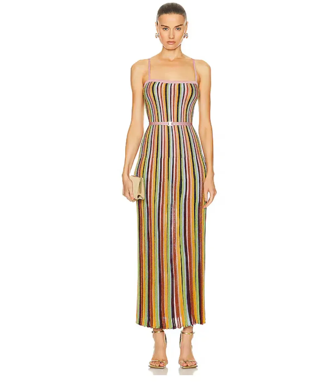 Zimmermann The Alight Stripe Midi Dress in Lurex Multi Size 0/ Au 8 for rent on The Volte - main image