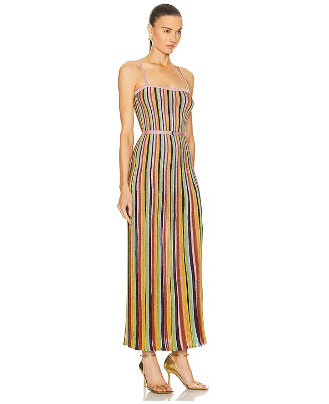 Zimmermann The Alight Stripe Midi Dress in Lurex Multi Size 0/ Au 8 for rent on The Volte - main image