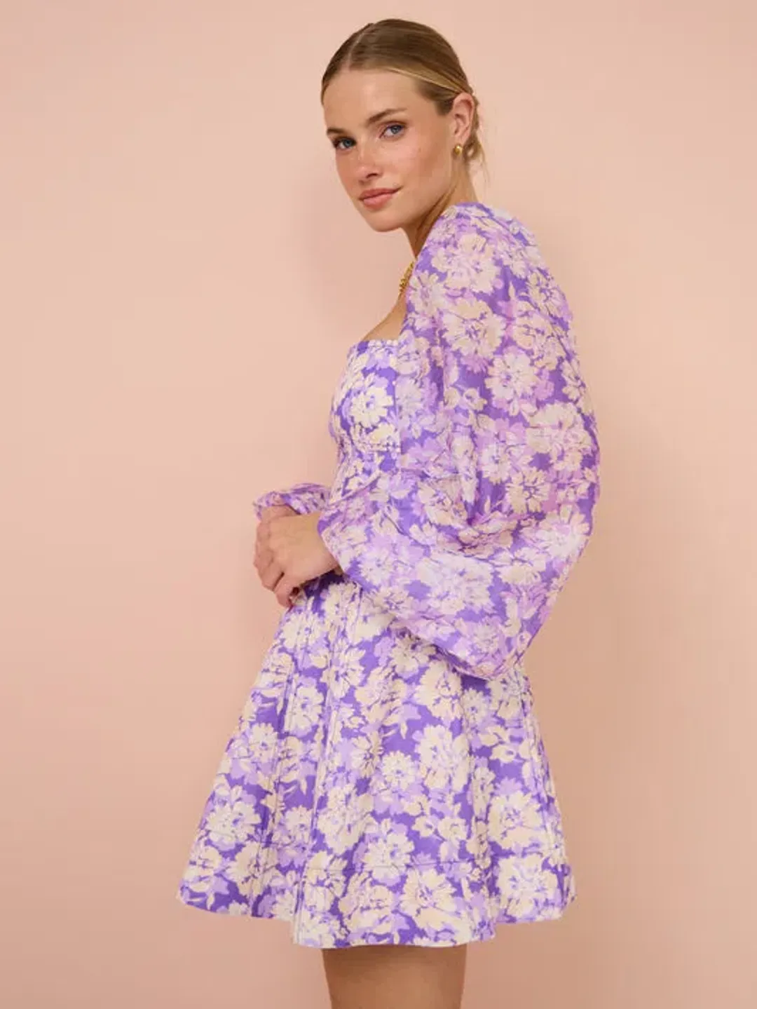 Acler Ardanary Mini Dress In Violet Imprint Size 12 for rent on The Volte - main image