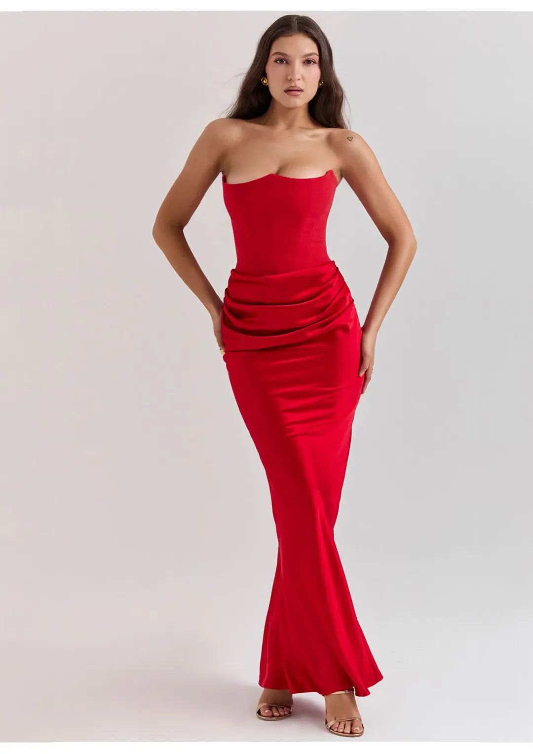 House Of CB Persephone Strapless Corset Maxi Dress Scarlet Red Size S / AU 8 for rent on The Volte - main image