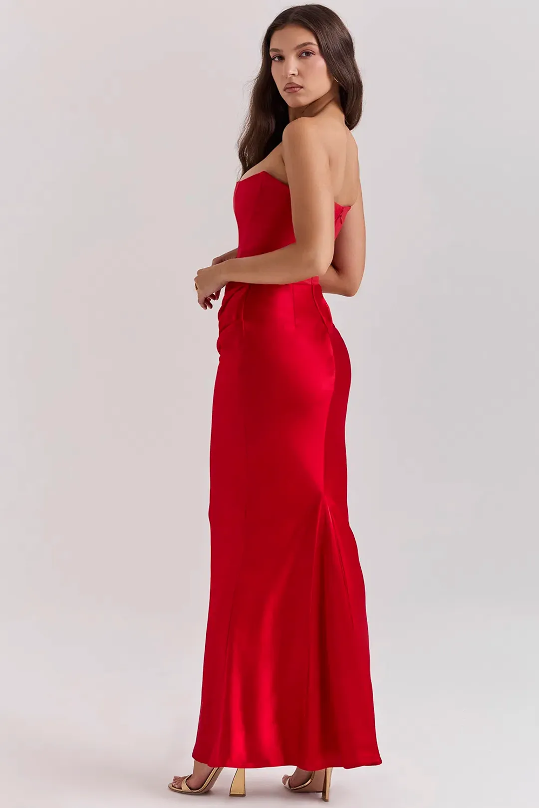House Of CB Persephone Strapless Corset Maxi Dress Scarlet Red Size S / AU 8 for rent on The Volte - main image