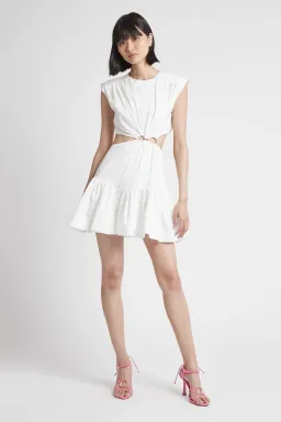 Aje Solstice Cut Out Ring Flip Mini Dress Ivory Size 6 for rent on The Volte - image 1