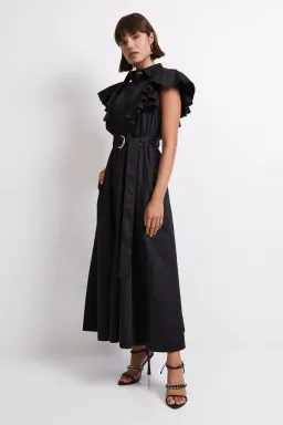 Aje Kindred Frill Sleeve Midi Dress Black Size 6 for rent on The Volte - image 2