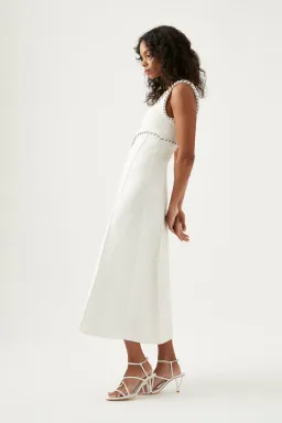 Aje Carve Abstract Knit Midi Dress Ivory Size M / AU 10 for rent on The Volte - image 2