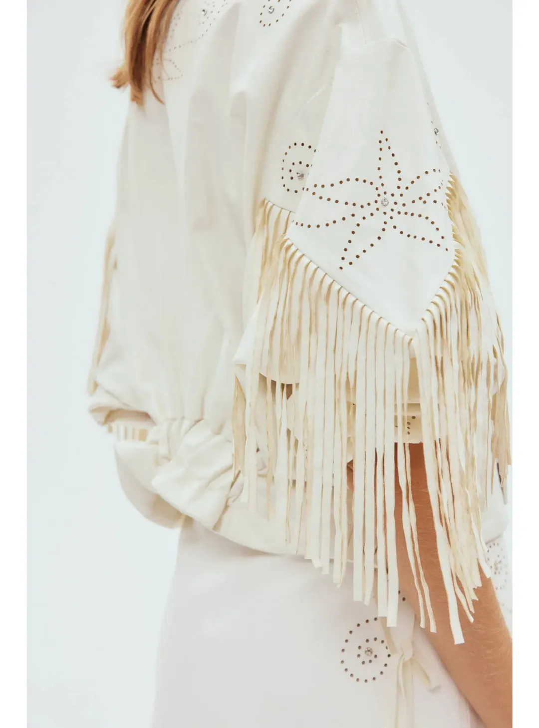 Alemais Barbara Fringe Jacket Cream Size AU 10 for rent on The Volte - main image