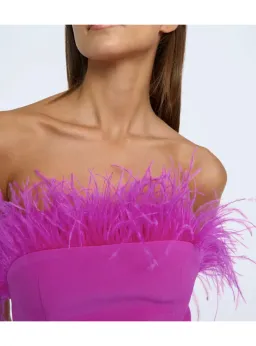 By Johnny Nadia Feather Dress Hot Pink Size AU 10 for rent on The Volte - image 3