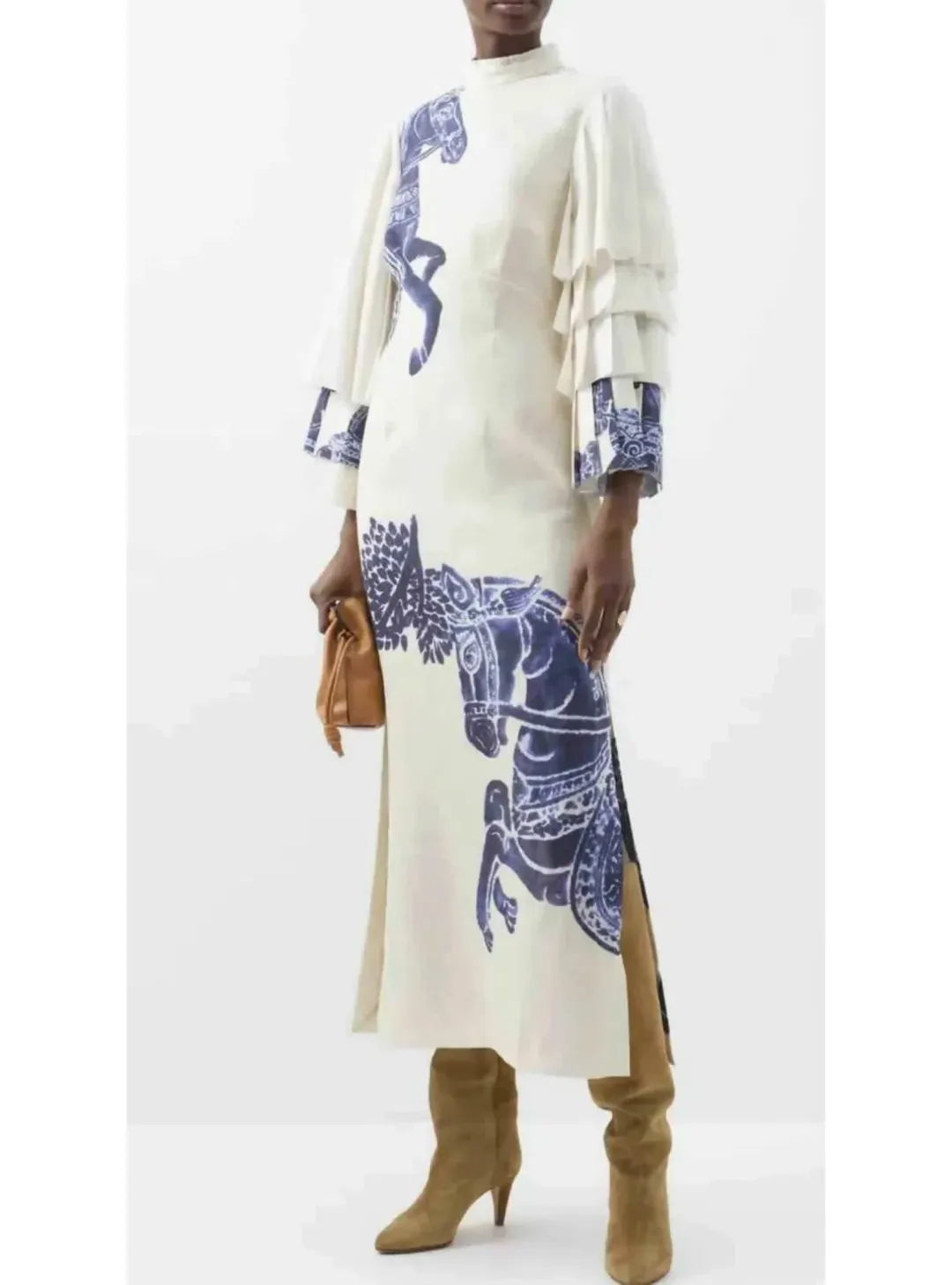 Alemais Rider Midi Dress Cream/Blue Size AU 10  for rent on The Volte - main image