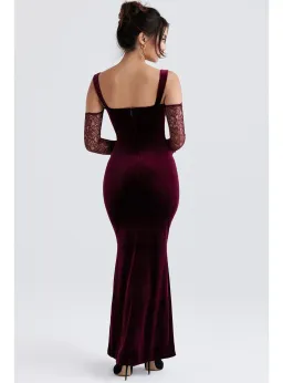House Of CB Ivy Velvet Maxi Dress Black Cherry Size AU 6 for rent on The Volte - image 3