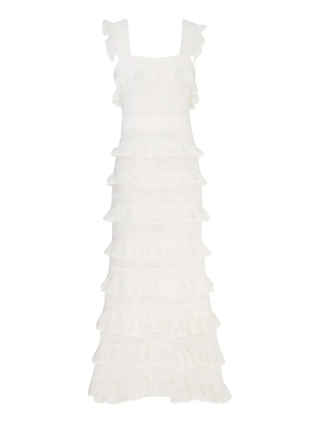 White Zimmermann Natura Ruffle Dress in Parchment Size 0 / AU 8 for rent on The Volte - main image