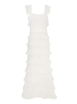 White Zimmermann Natura Ruffle Dress in Parchment Size 0 / AU 8 for rent on The Volte - image 4