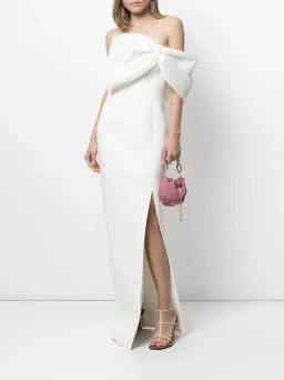 Rachel Gilbert Kace Bow-Shoulder Gown White Size 8 for rent on The Volte - image 1