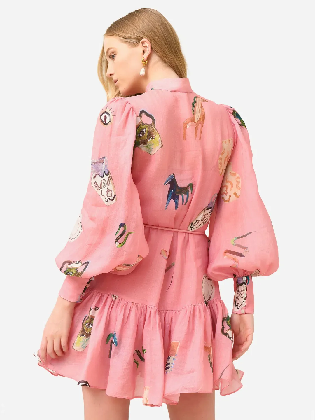 Alemais Cleo Mini Smock Dress Pink Size 8 for rent on The Volte - main image