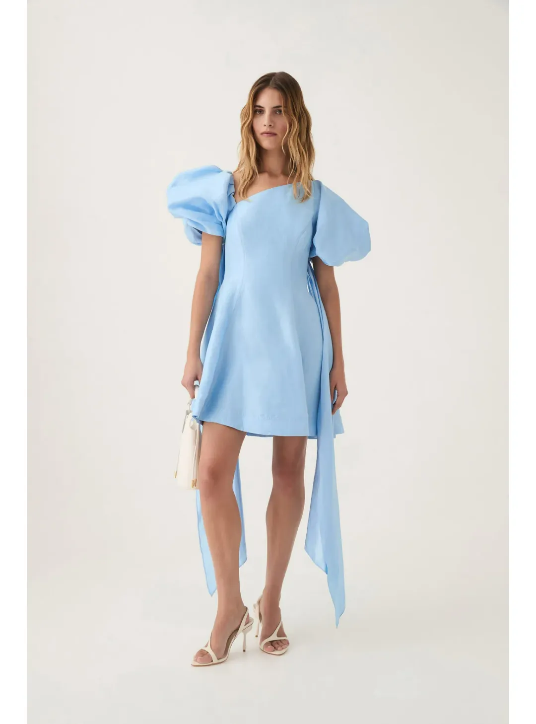 Aje Arista Tulip Sleeve Mini Dress Powder Blue Size AU 6  for rent on The Volte - main image