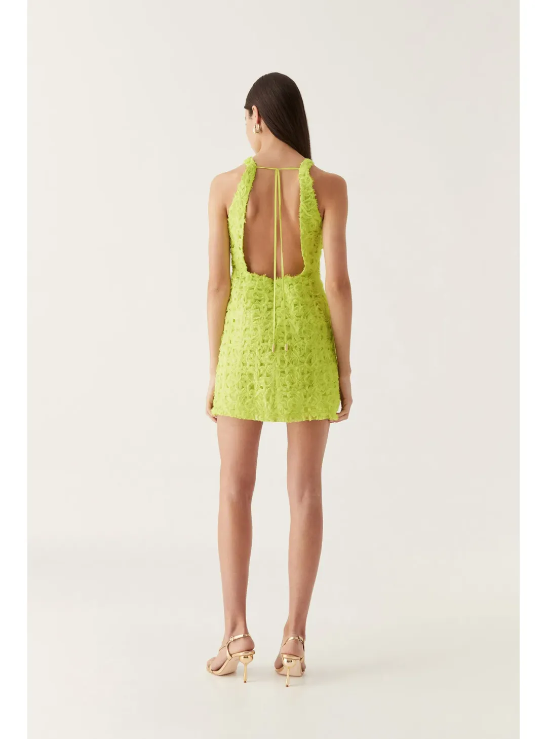 Aje Quintette Textured Mini Dress Light Lime Green Size AU 8  for rent on The Volte - main image