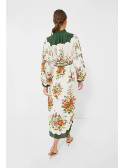 Alemais Elisabetta Belted Linen Midi Shirt Dress Floral Print Size AU 8 for rent on The Volte - image 4